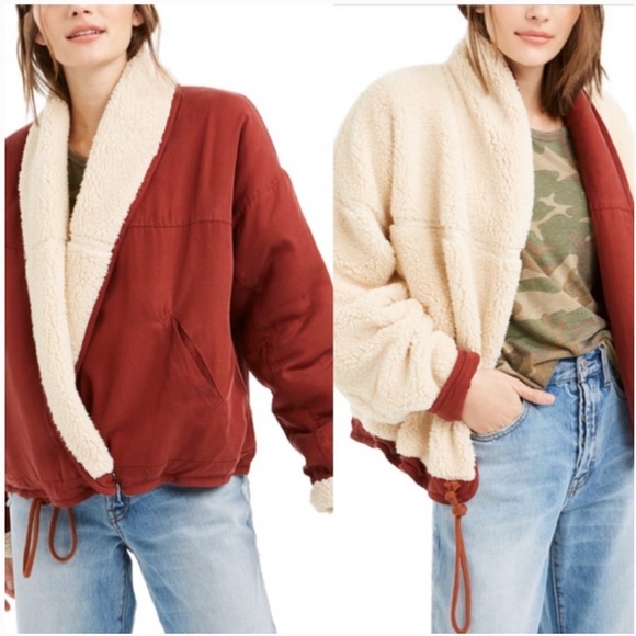 Free People Jackets & Blazers - Free People Mix It Up Reversible Sherpa Tie Jacket